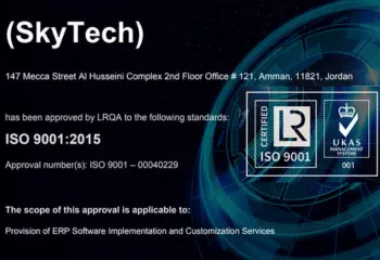Quality Management System ISO 9001 Certificate